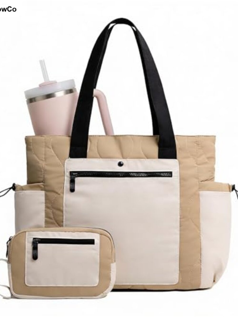 Quilted Nylon Puffer Tote Bag Lightweight Shoulder Bag Travel Laptop